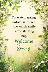 Yellow Maximalist Welcome Spring Pinterest Graphic template