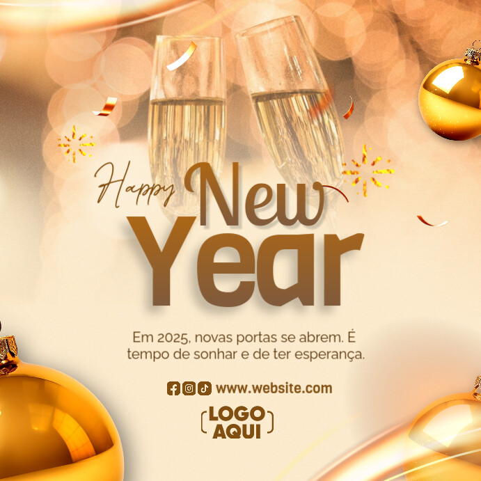 Yellow Maximalist White Maximalist Happy New Year Instagram Post ...