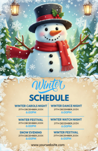 Yellow Maximalist Winter Program Schedule Template Tabloid