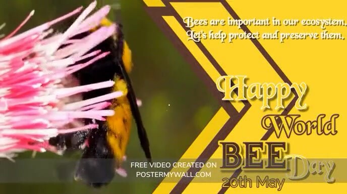 Yellow Maximalist World Bee Day  Digital Disp งานแสดงผลงานแบบดิจิทัล (16:9) template