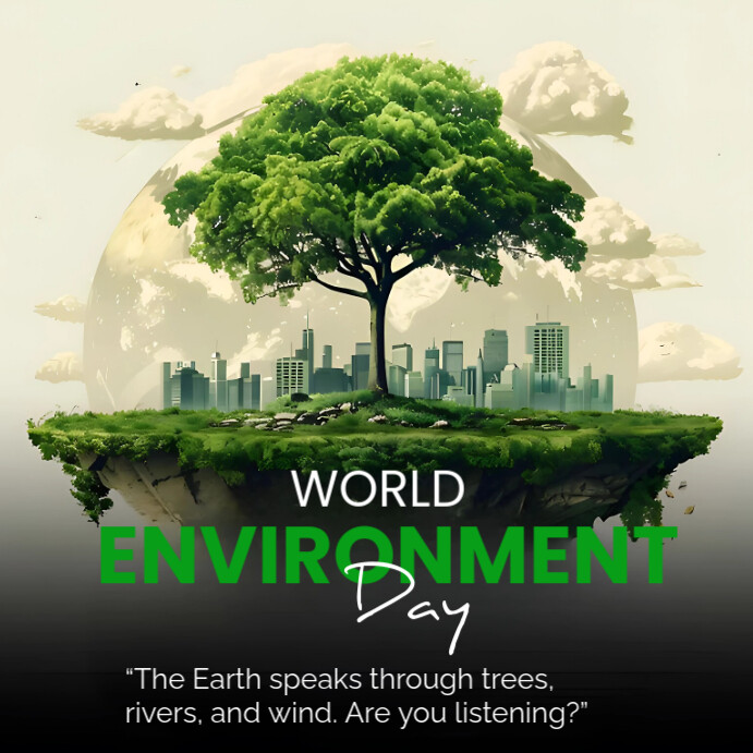 Yellow Maximalist World Environment Day Instagram Post Instagram-opslag template