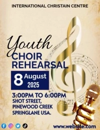 Yellow Maximalist Youth Choir Rehearsal  Flyer (us Letter) template