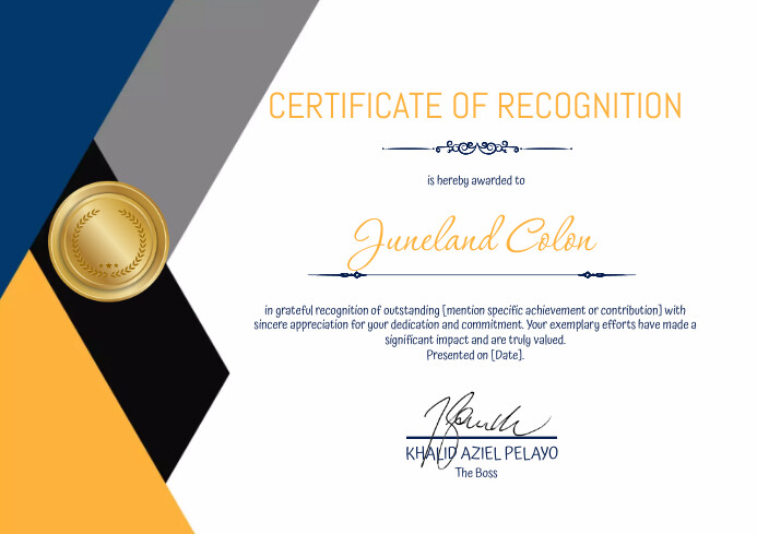 Yellow Minimalist - Certificate A4 template