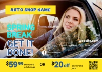 Yellow Modern & Minimal Auto Shop Repair Oil Change Postcard template