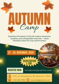 Yellow Modern & Minimal Autumn Adventure Camp A2 template