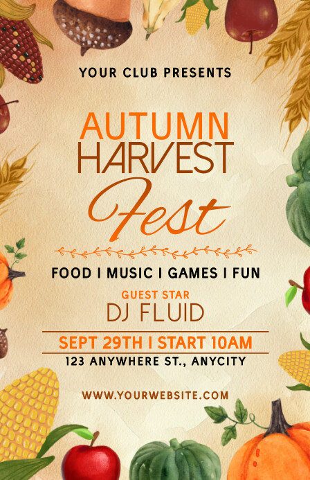 Yellow Modern & Minimal Autumn Harvest Festiv Template | PosterMyWall