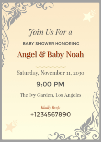 Yellow Modern & Minimal Baby Shower Invitation A6 template