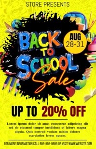 Yellow Modern & Minimal Back To School Sale Tabloid template