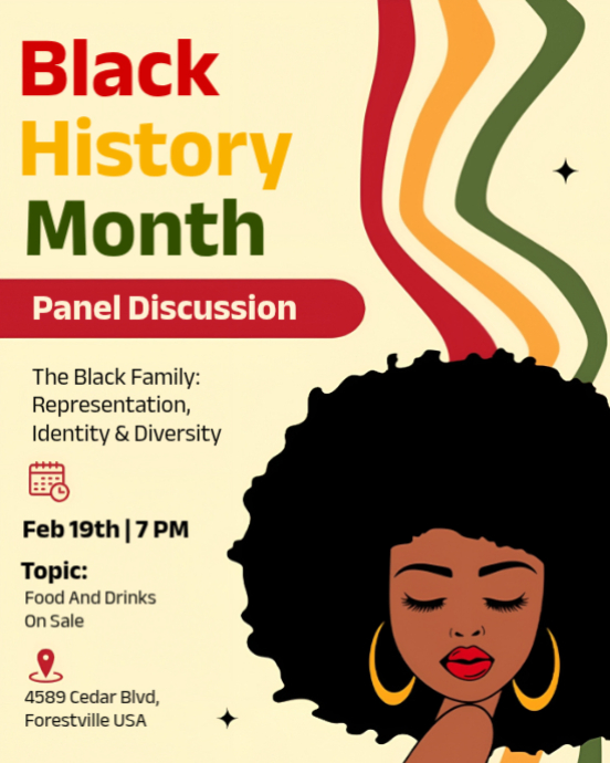 Yellow Modern & Minimal Black History Month Panel Discussion Flyer ...
