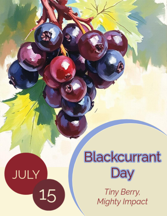 Yellow Modern & Minimal Blackcurrant Day Flyer (us Letter) template