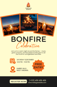 Yellow Modern & Minimal Bonfire Celebration Half Page Wide Media Página Ancho template