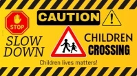 Yellow Modern & Minimal Caution, Children Crossing Sign Youtube Thumbnail template
