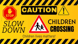 Yellow Modern & Minimal Caution, Children Crossing Sign Youtube Thumbnail YouTube-miniature template
