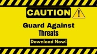 Yellow Modern & Minimal Caution, Guard Against Threats Youtube Thumbnail template