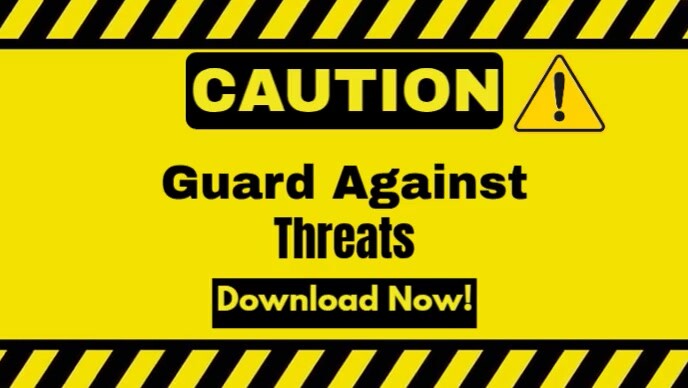 Yellow Modern & Minimal Caution, Guard Against Threats Youtube Thumbnail template