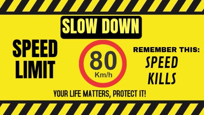 Yellow Modern & Minimal Caution, Speed Limit Sign  Youtube Thumbnail template