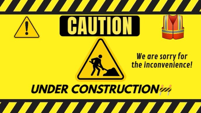 Yellow Modern & Minimal Caution, Work In Progress(under Construction) Youtube Thumbnail template