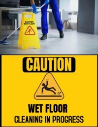 Yellow Modern & Minimal Caution Wet Floor Sign  Flyer (us Letter) template