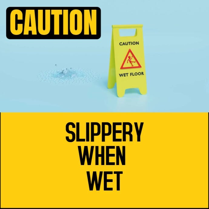 Yellow Modern & Minimal Caution Wet Floor Sign  Instagram Post Iphosti le-Instagram template