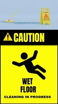Yellow Modern & Minimal Caution Wet Floor Sign  Instagram Story template