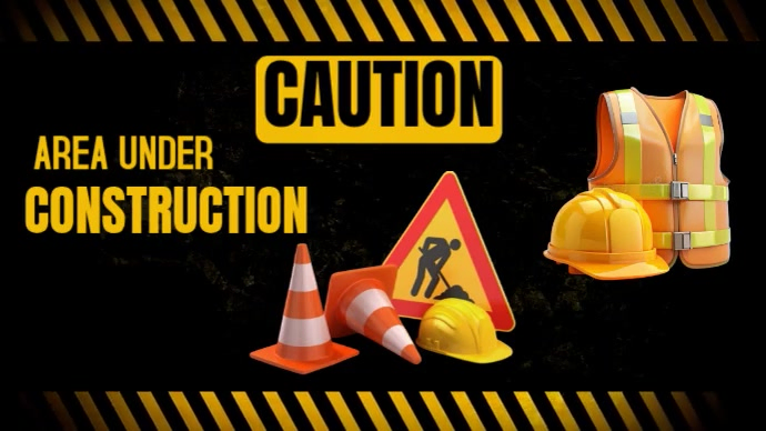 Yellow Modern & Minimal Caution Work In Progress Sign Youtube Thumbnail ...