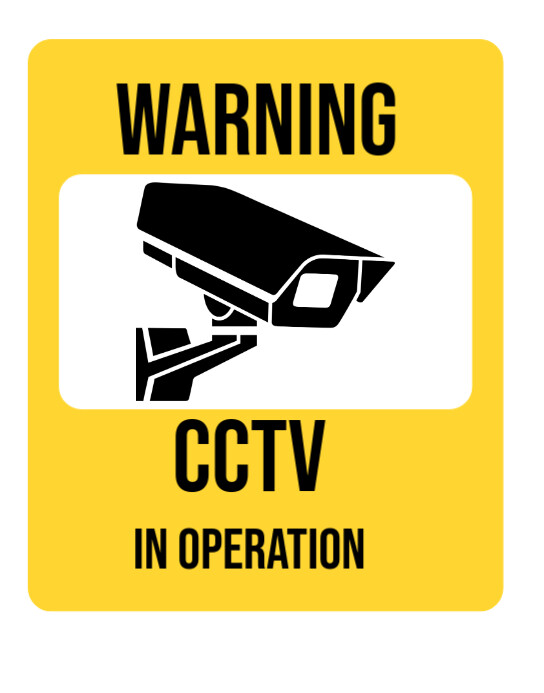 Yellow Modern & Minimal CCTV Warning Sign Poster/wallboard Template ...
