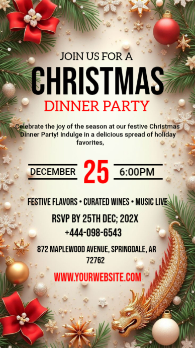 Yellow Modern & Minimal Christmas Dinner Party Instagram Story Template ...