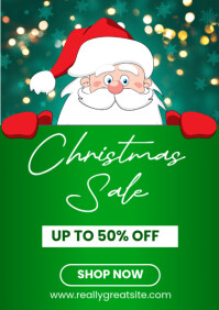 Yellow Christmas Sale Poster A2 Template