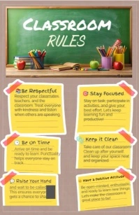 Yellow Modern & Minimal Classroom Rules Tabloid template