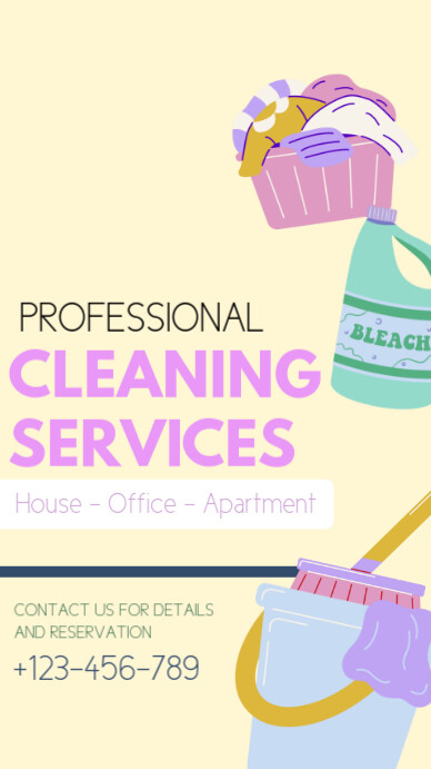 Yellow Modern & Minimal Cleaning Service Instagram Story template