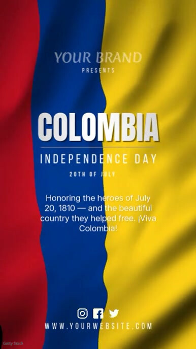 Yellow Modern & Minimal Colombia Independence Day Instagram Reel template