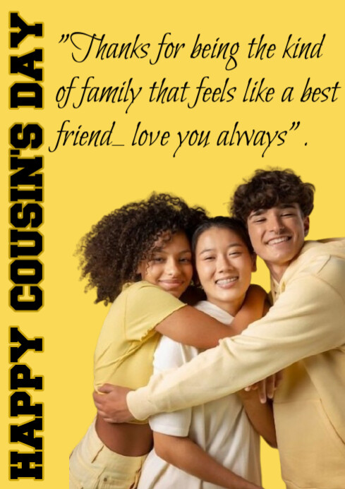 Yellow Modern & Minimal Cousins Day Template  A4