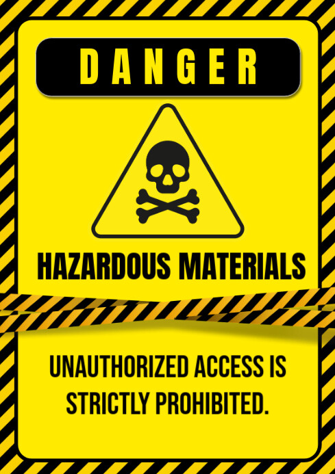 Plantilla de Yellow Modern & Minimal Danger Materials A4 | PosterMyWall