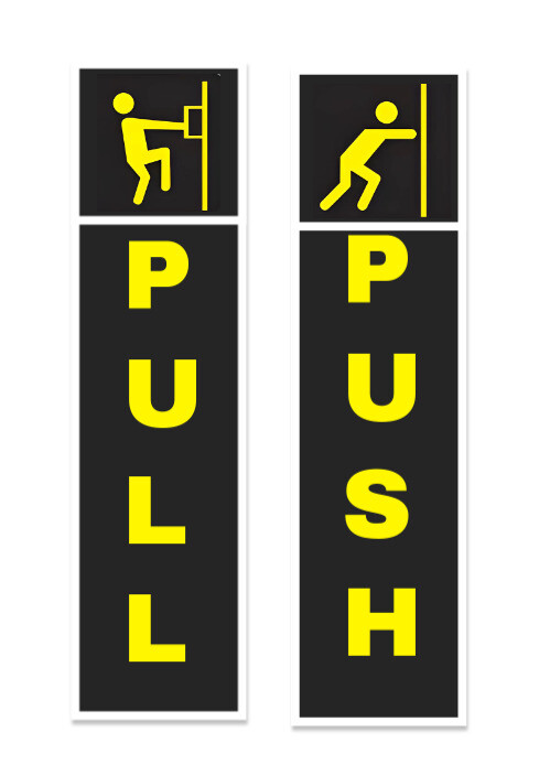 Yellow Modern & Minimal Door Pull And Push Sign A4 Template | PosterMyWall