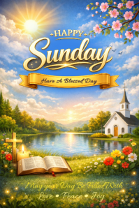 Żółty Sunday Blessing Poster Template