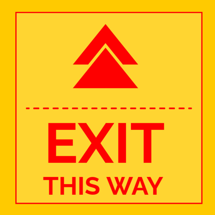 Yellow Modern & Minimal Exit This Way Sign  Instagram Post template