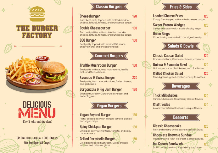 Yellow Modern & Minimal Food Menu Cafe A4 template