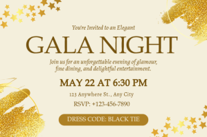 Yellow Modern & Minimal Gala Night Invitation Etiket template
