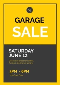 Yellow Modern & Minimal Garage Sale Discount A3 template