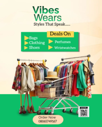 Yellow Modern & Minimal Green Background Vibes Wear Collection Flyers  Instagram Portrait template