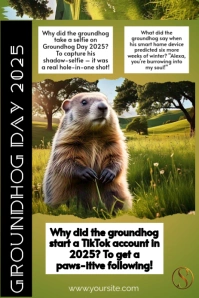 Yellow Modern & Minimal Groundhog Day Celebration  Pinterest Graphic template