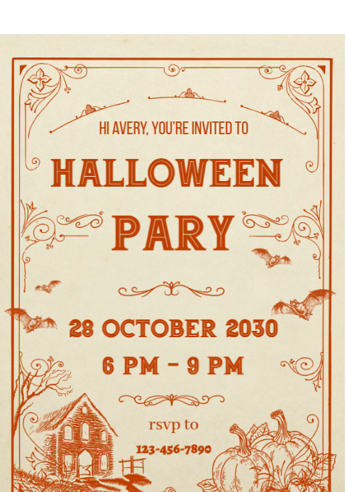 Yellow Modern & Minimal Halloween Party  A4 template
