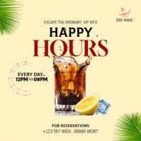 Yellow Modern & Minimal Happy Hour Promotion Instagram Post template