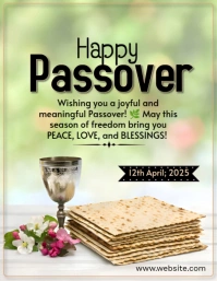 Yellow Modern & Minimal Happy Passover  Flyer (us Letter) 传单(美国信函) template