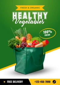 Yellow Modern & Minimal Healthy Vehetables A4 template