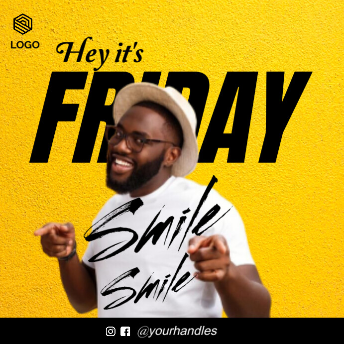 Yellow Modern & Minimal Hey It's Friday Instagram Post template
