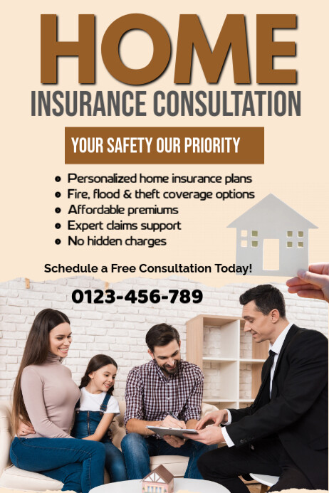 Yellow Modern & Minimal Home Insurance Consultation Poster Template ...