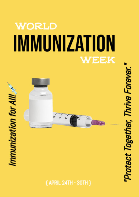 Yellow Modern & Minimal Immunization Week Design  A4 template