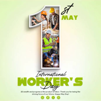 Yellow Modern & Minimal International Workers' Day Square Video Quadrat (1:1) template