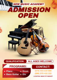 Желтый Music Academy Admission A4 Template